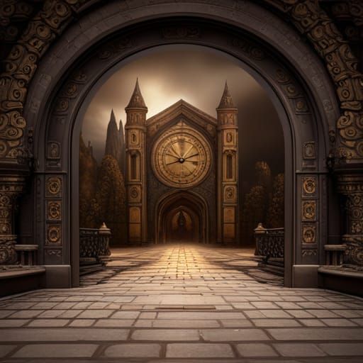 Fantastical Wall Clock in Detailed Matte Painting