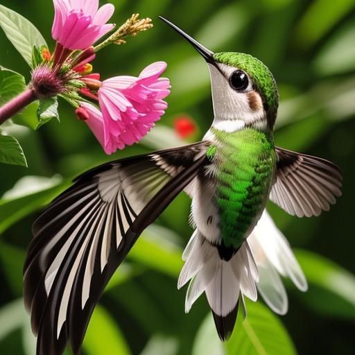 Hummingbird Sipping Nectar, Digital Art