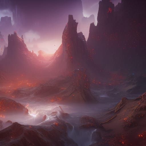 Fantastical Deep Color Landscape Concept Art