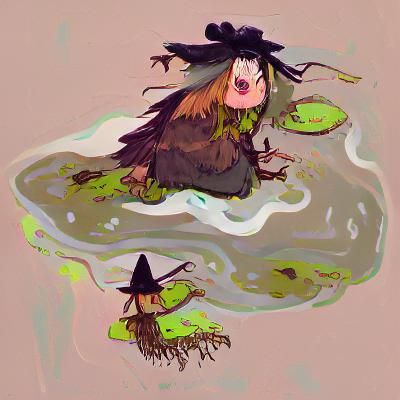 Eerie Bog Witch in Misty Swamp