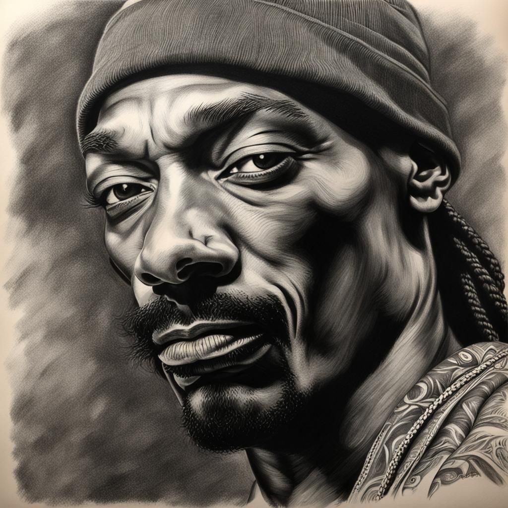 Hyperdetailed Charcoal Drawing of Snoop Dogg