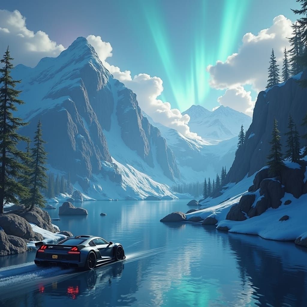 Audi Races Through Neon Cityscape in Matte Black