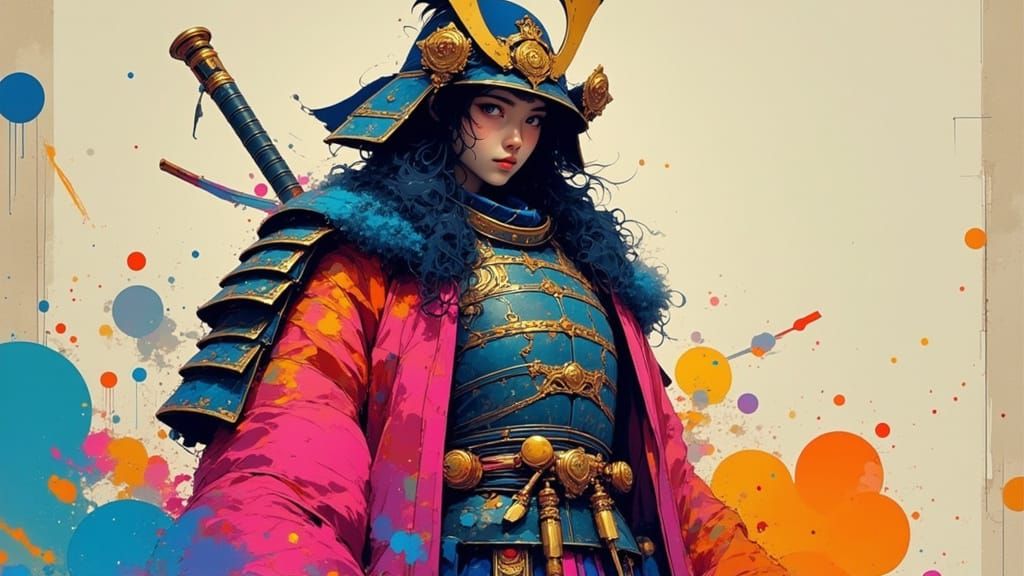 Epic Anime Samurai in Ornate Armor