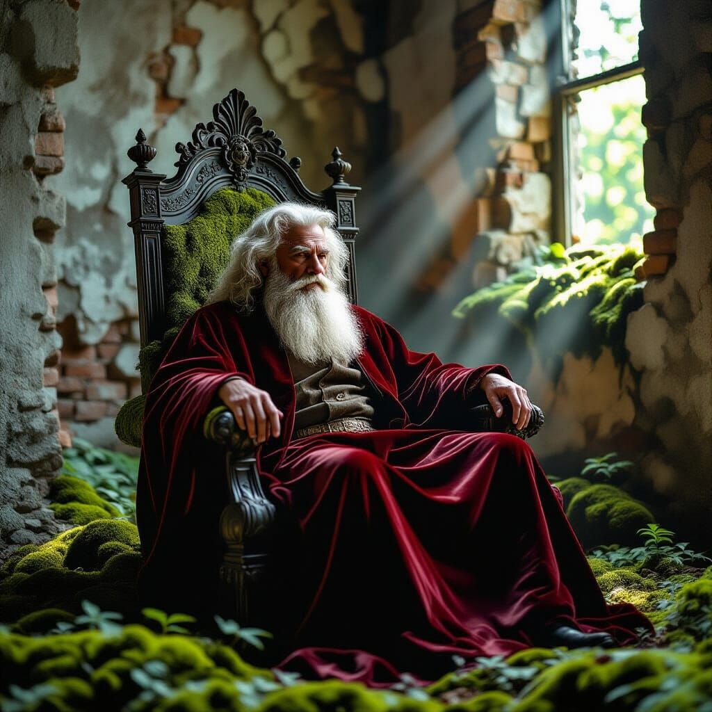 Elderly Man in Ruin, Surrealist Style