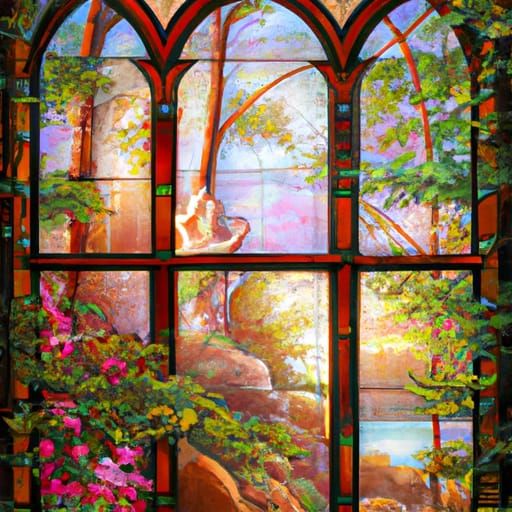 Radiant Stained Glass Oil Painting