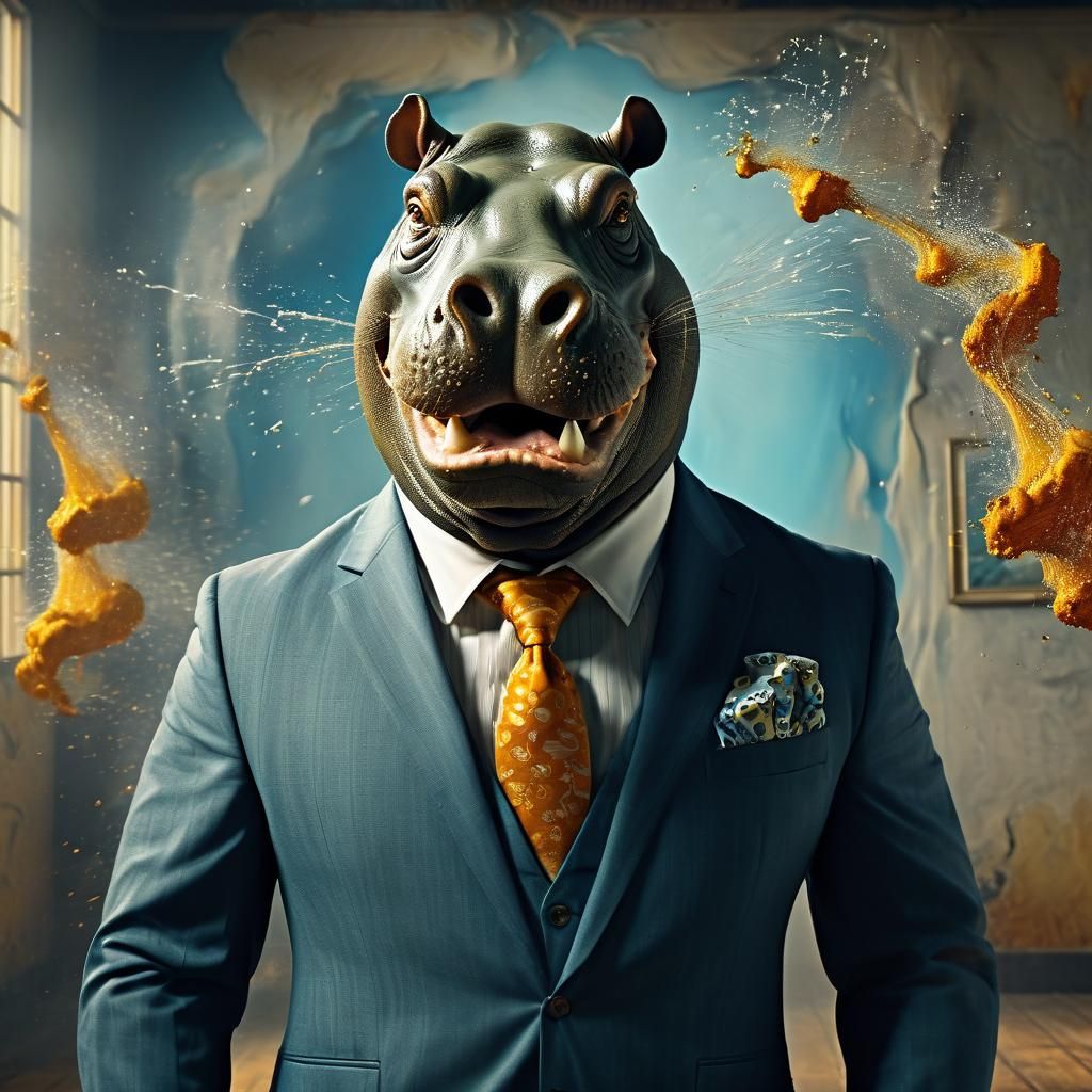 Surreal Hippopotamus Fart Creates Hole in Wall