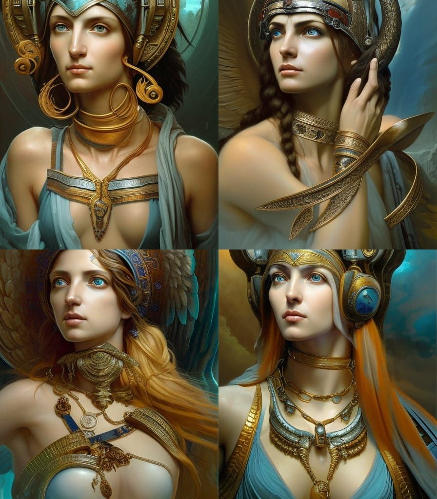Athena Portrait in Detailed Digital Illustration