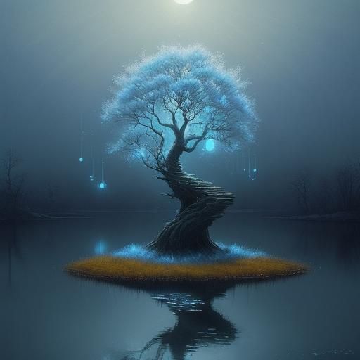 Ethereal Moonlight Sonata in a Fantasy Landscape