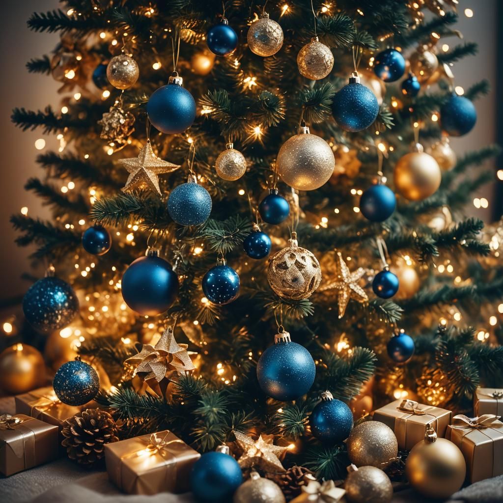 Cozy Christmas Living Room in Golden Hour Light