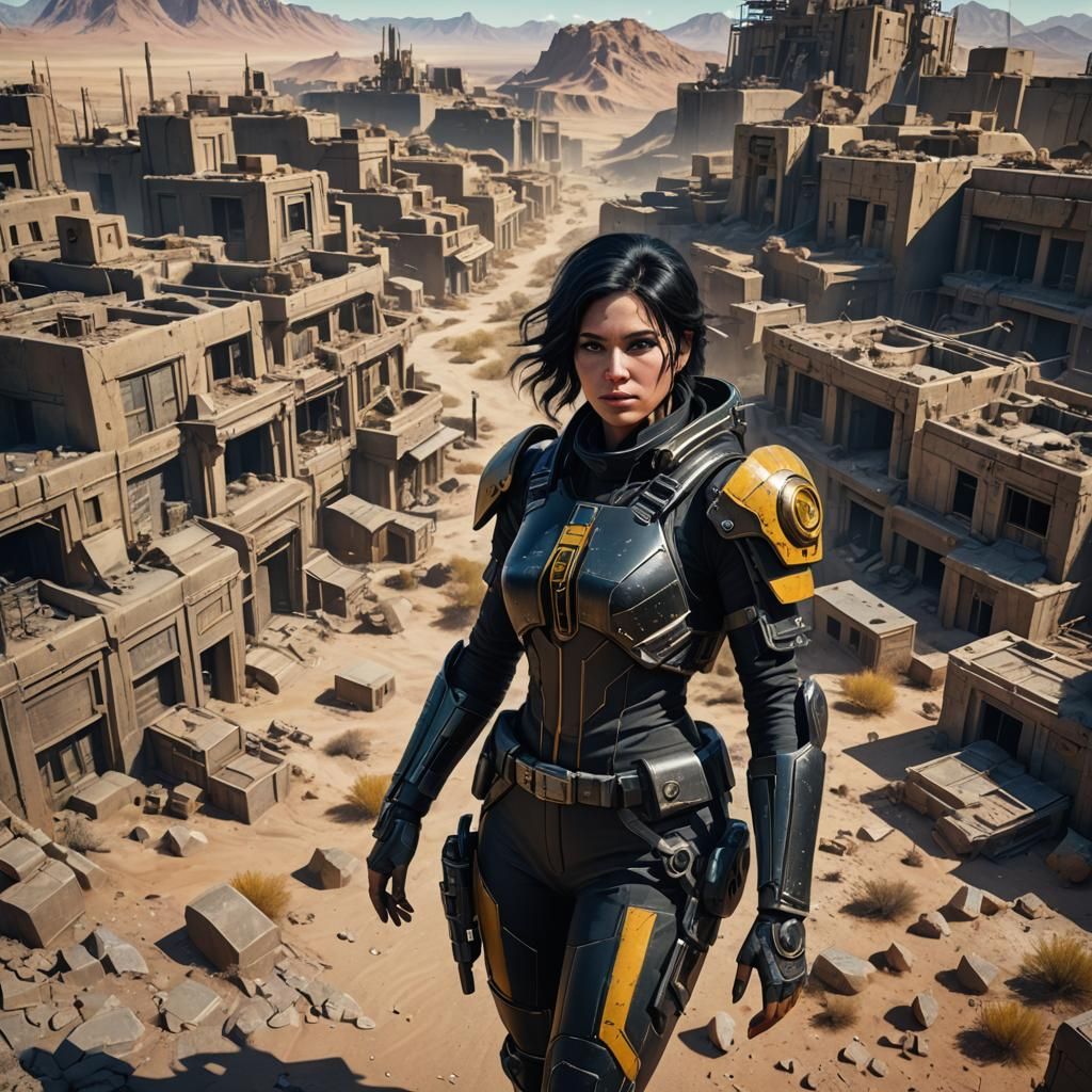 Sci-Fi Woman in Ruined City: Fashion Photography