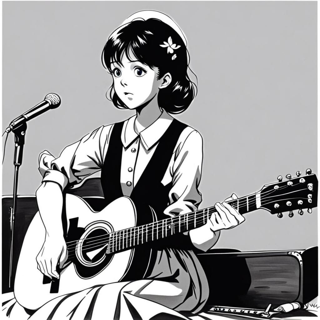 Anime Girl as 1960s Musician Singing