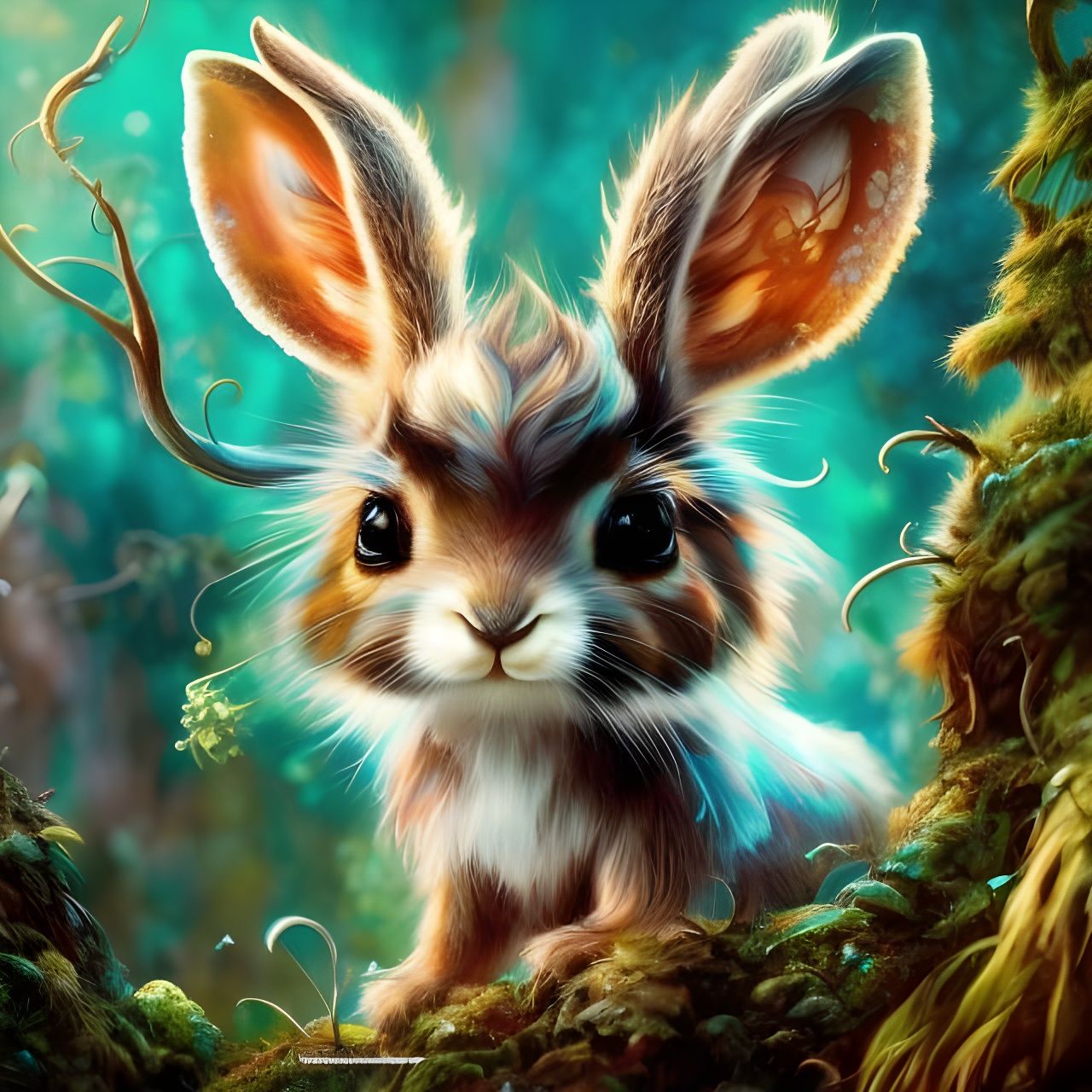 Chibi Jackalope Portrait in Fantasy Greek Forest