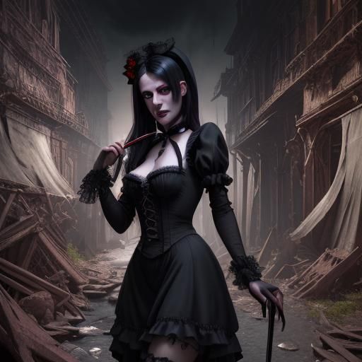 Vampire French Maid: Detailed Fantasy Concept Art