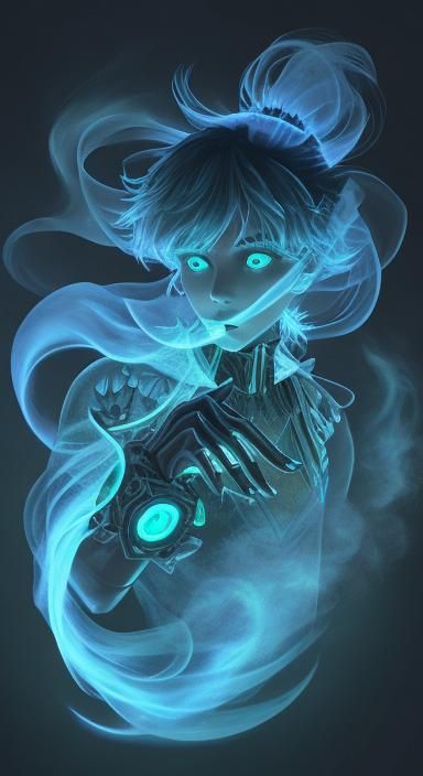 Bioluminescent Ghost in Misty Smoke