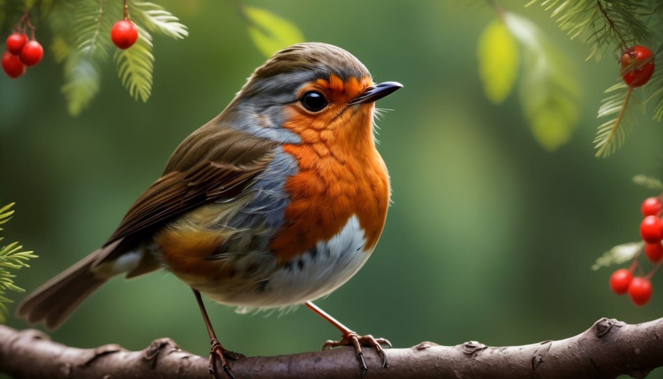Close-Up Wildlife Photo of Robin with Red Breast