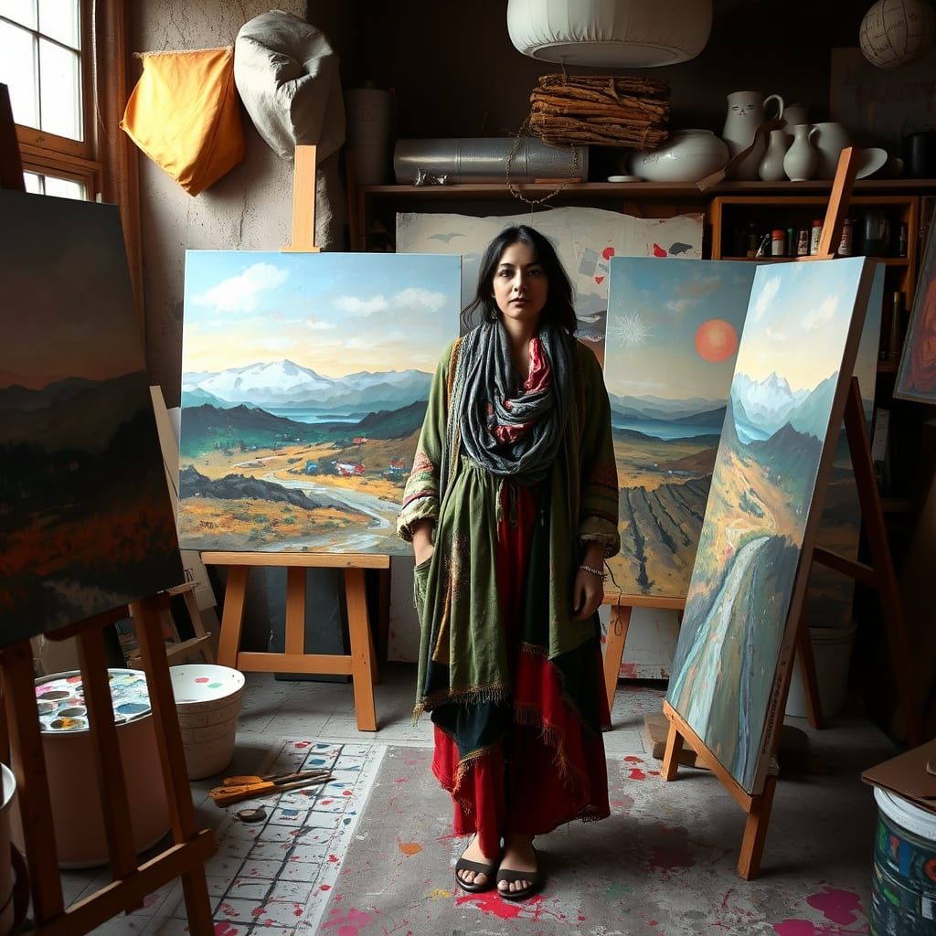 Dreamlike Studio: Zahra's Bohemian Vision as Abstract Art