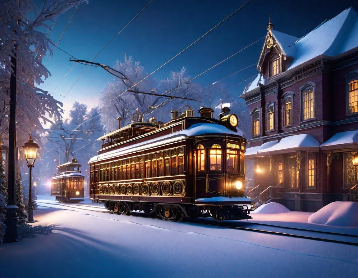 Steampunk Streetcar in Winter Wonderland