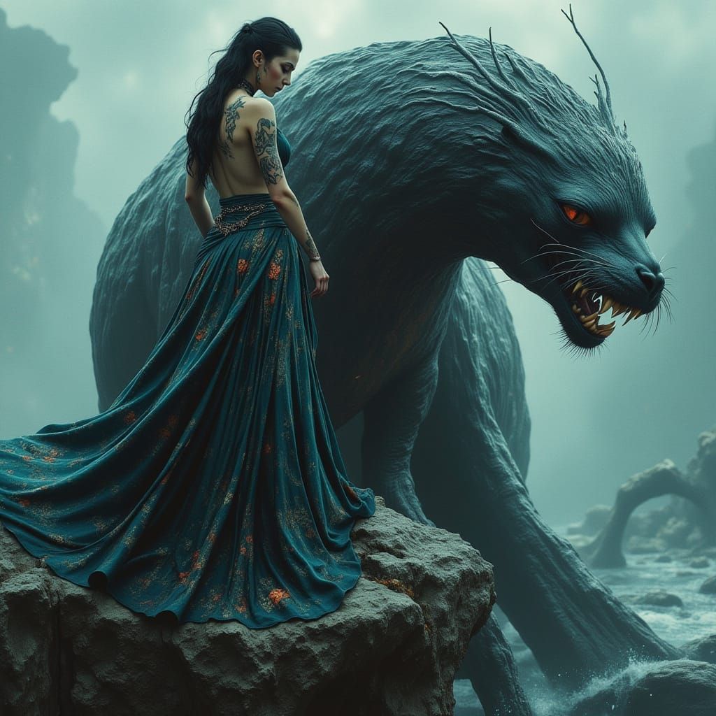 Athena with Viking Tattoos in Cinematic Mystical Realism