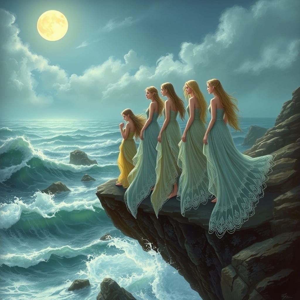 Sisters of the Sea: Ethereal Ocean Goddesses in Dreamy Fanta...