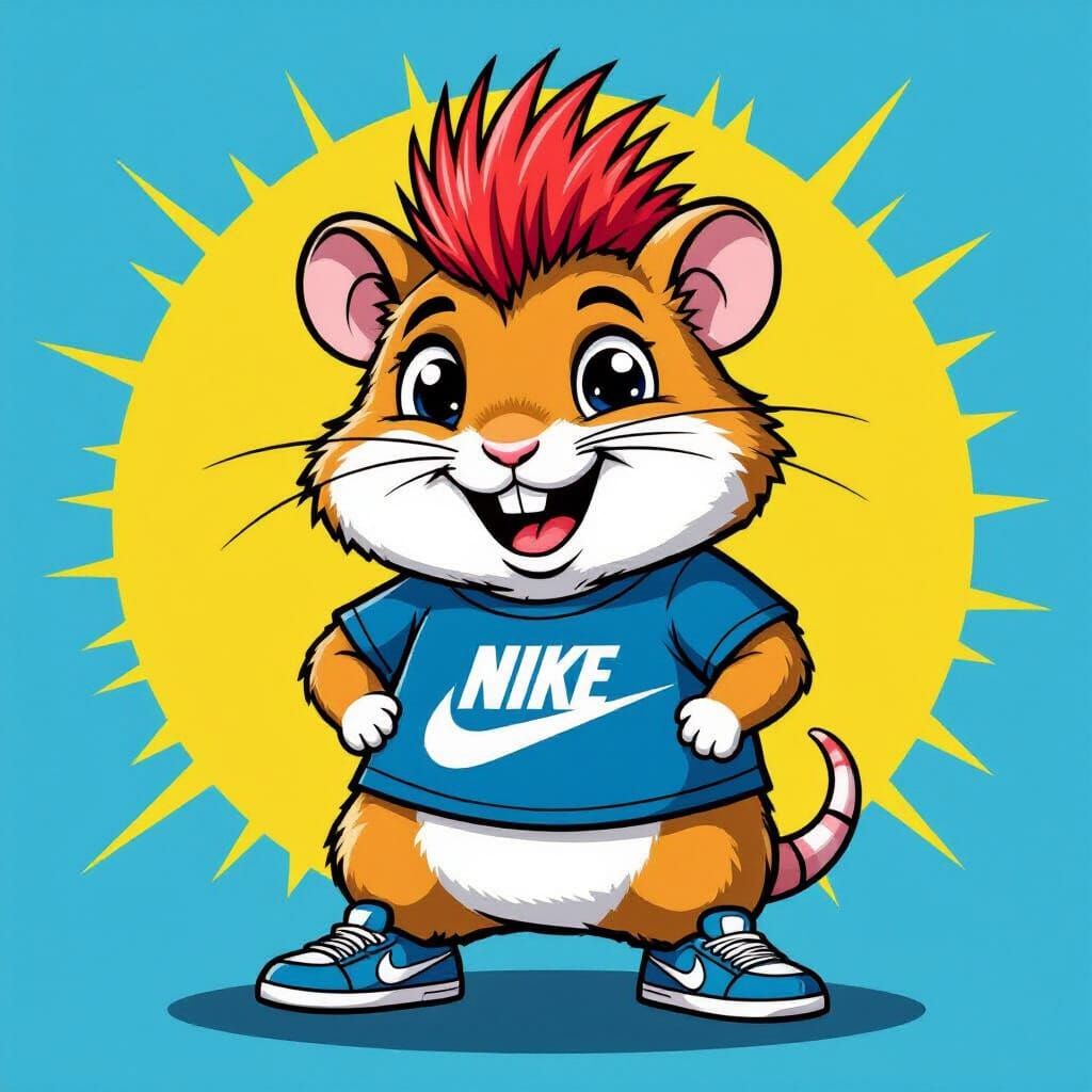 Happy Hamster with Mohawk and Nike Gear