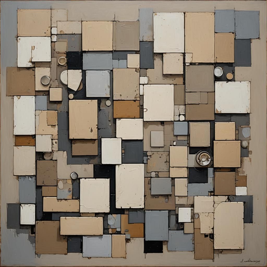 Geometric Shapes in Coffee and Beige: Oil Painting Style