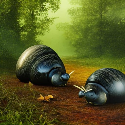 Surreal Snails Stroll Through Autumn Forest
