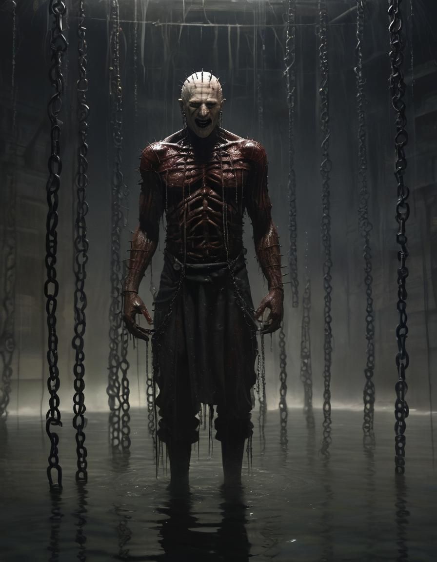 Hellraiser Cenobite: Chained Horror in Digital Painting