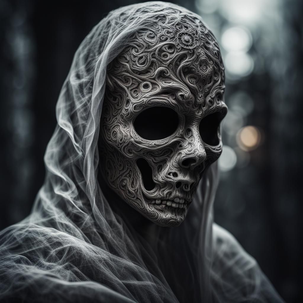 Hyperrealistic Ghostface Portrait in Sharp Focus