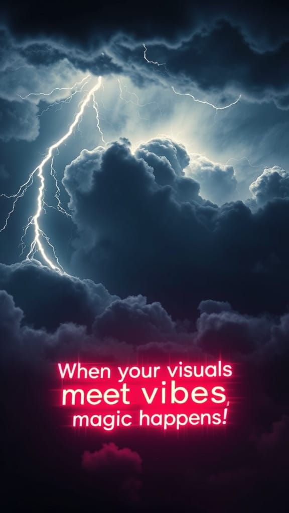 Ethereal Lightning Bolt Illuminates a Turbulent Stormy Sky i...