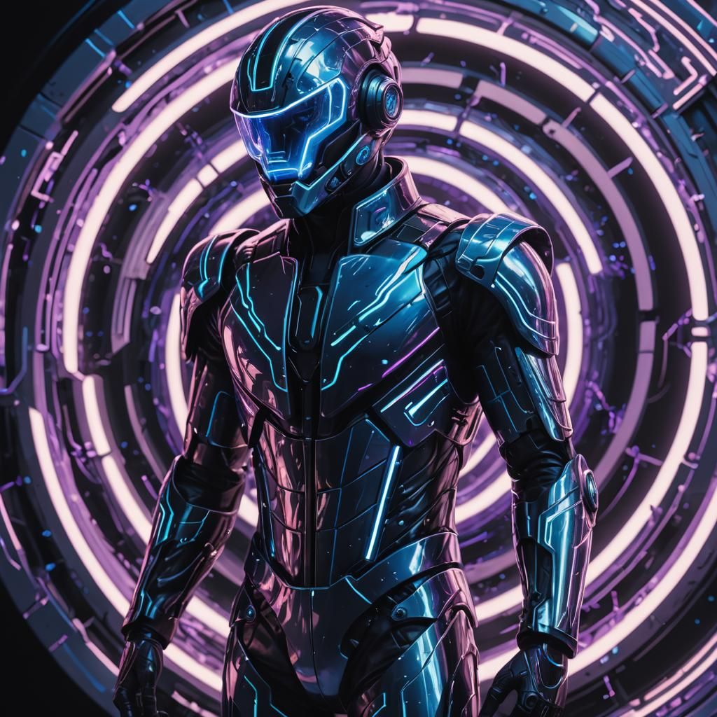 Time Traveler at Quantum Portal in Futuristic Style