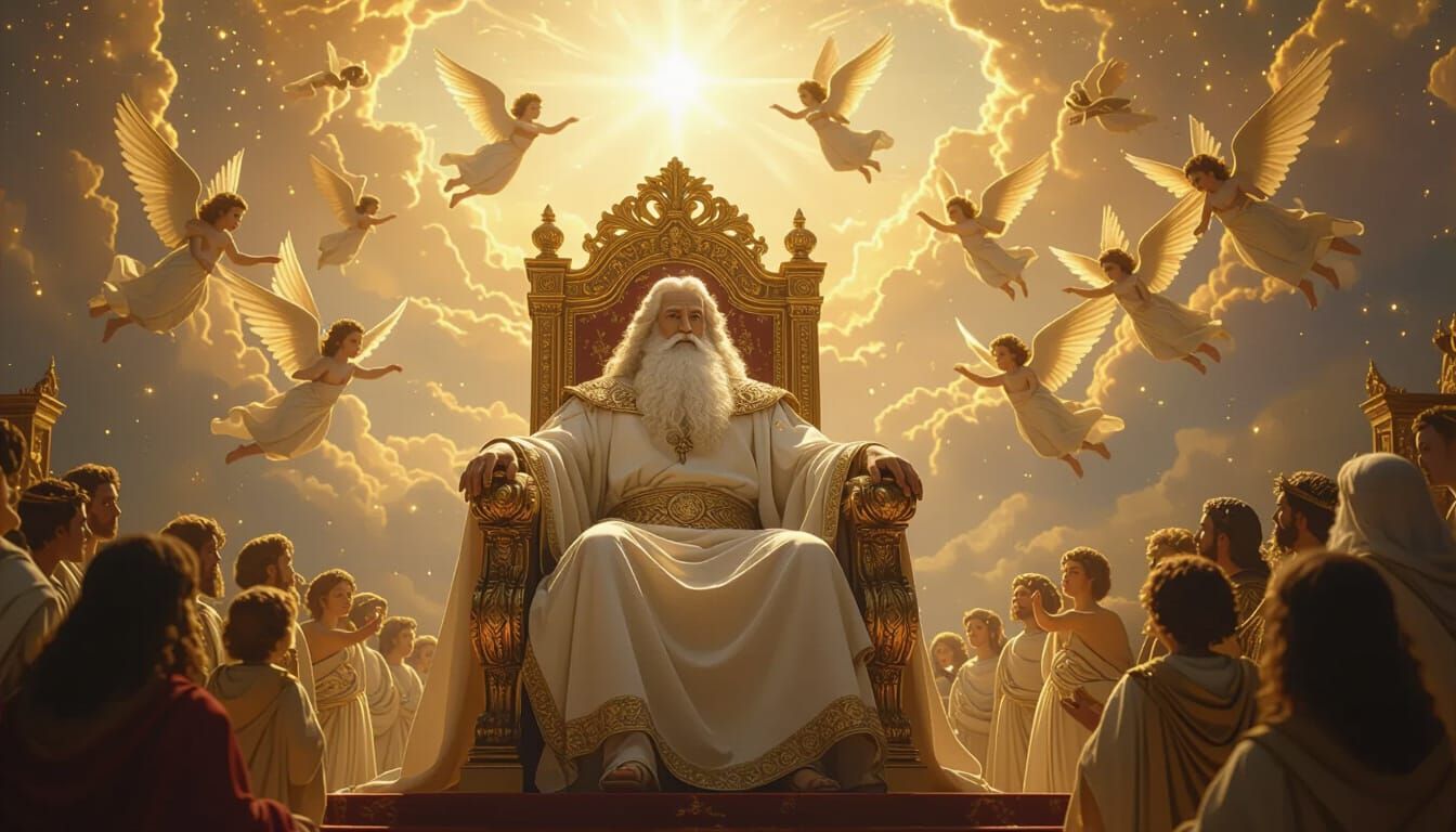 God on Golden Throne with Angels and Cherubs in Renaissance ...