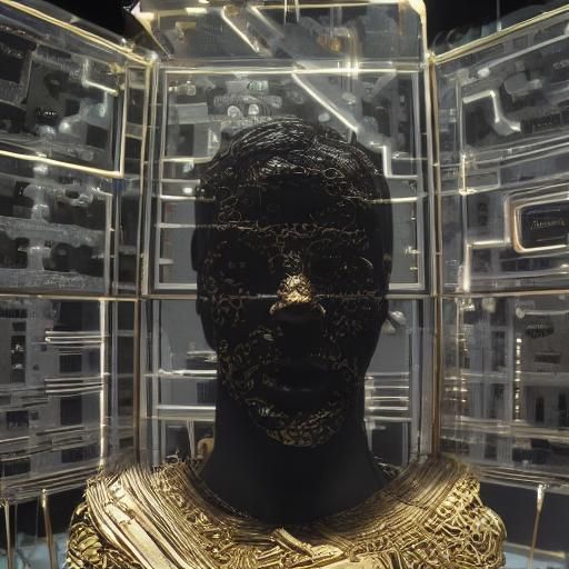 Gold and Porcelain Computer Sculpture at New Media Museum