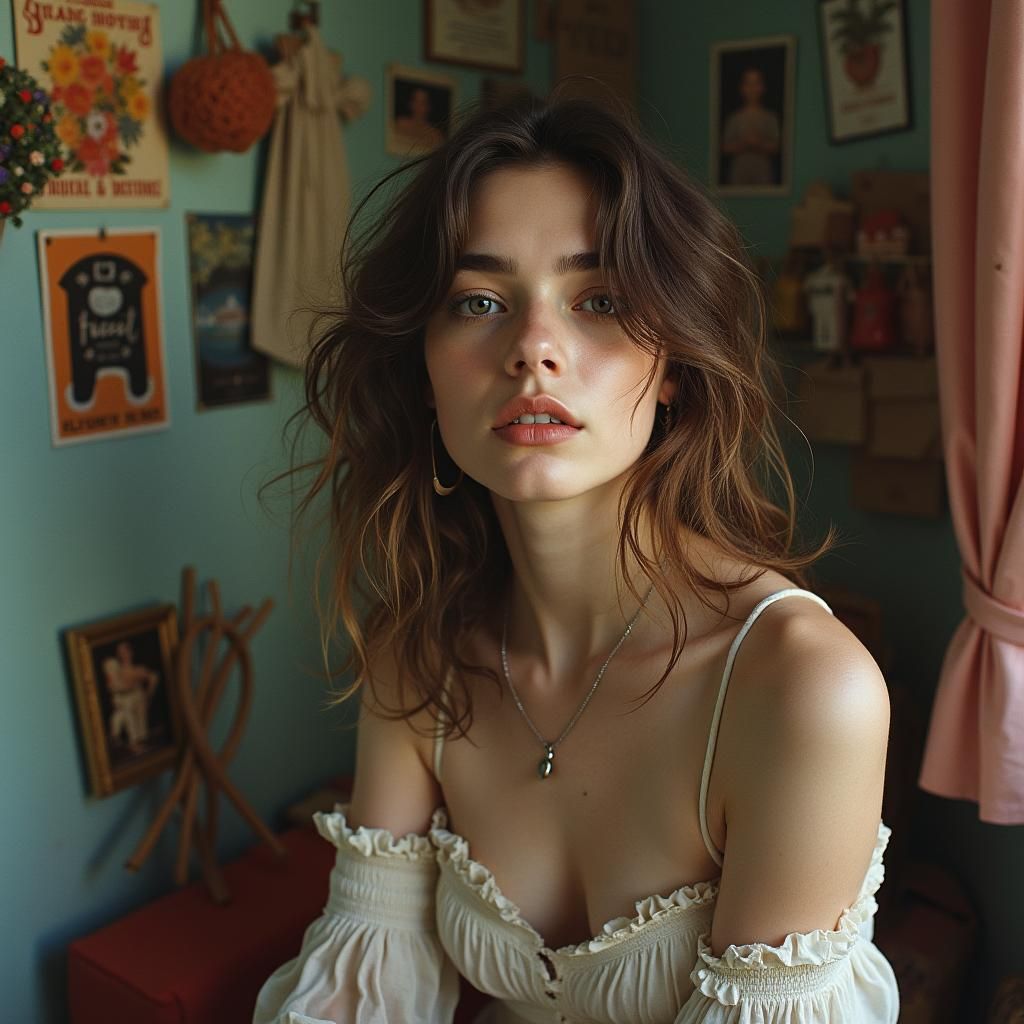 Nostalgic Woman in Dreamlike 90s Grunge Aesthetic