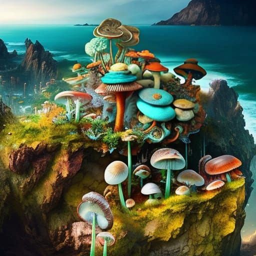 Mushroom Islands Conquered by the Sea: Fantasycore Artwork