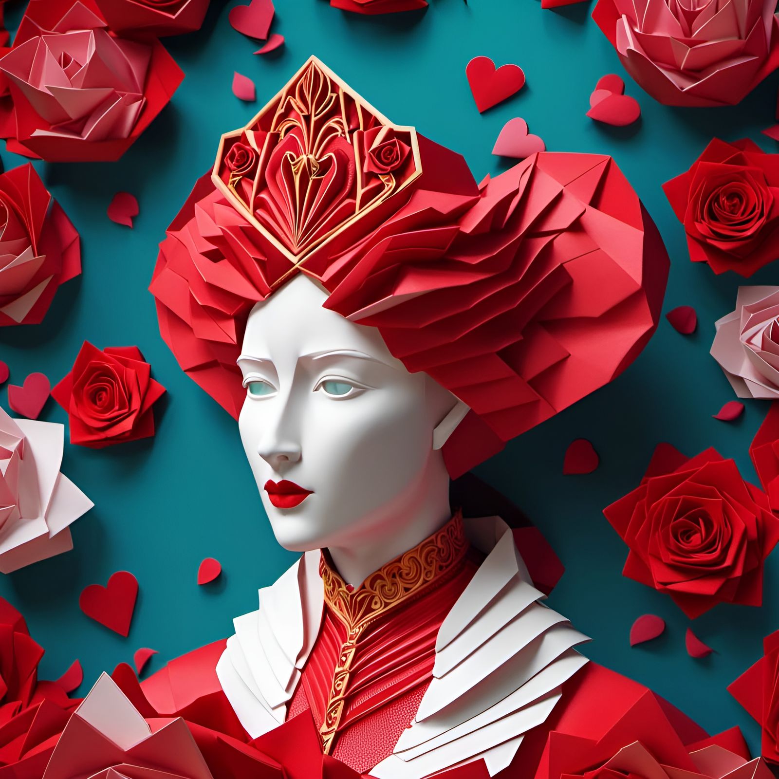 Origami Queen of Hearts
