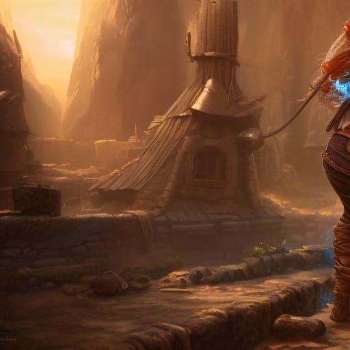 Fantasy Blacksmith: Detailed Matte Painting in 8K