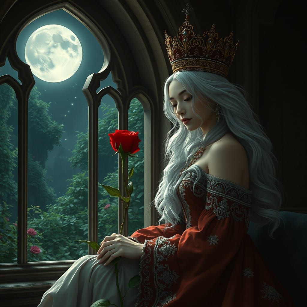 Regal Gothic Queen in Art Nouveau Style