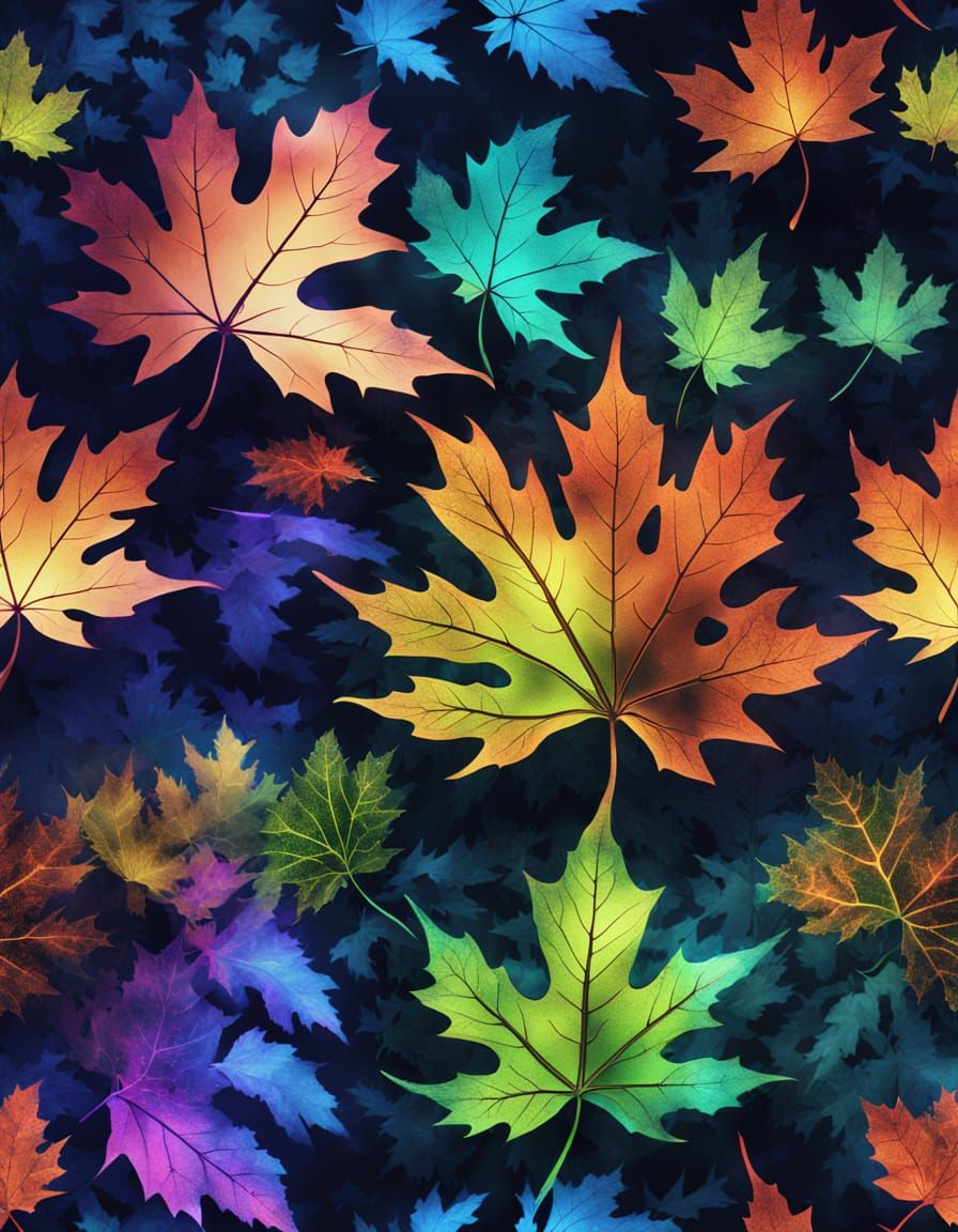 A Majestic, Ancient Maple Leaf Radiates Vibrant Energy in a ...