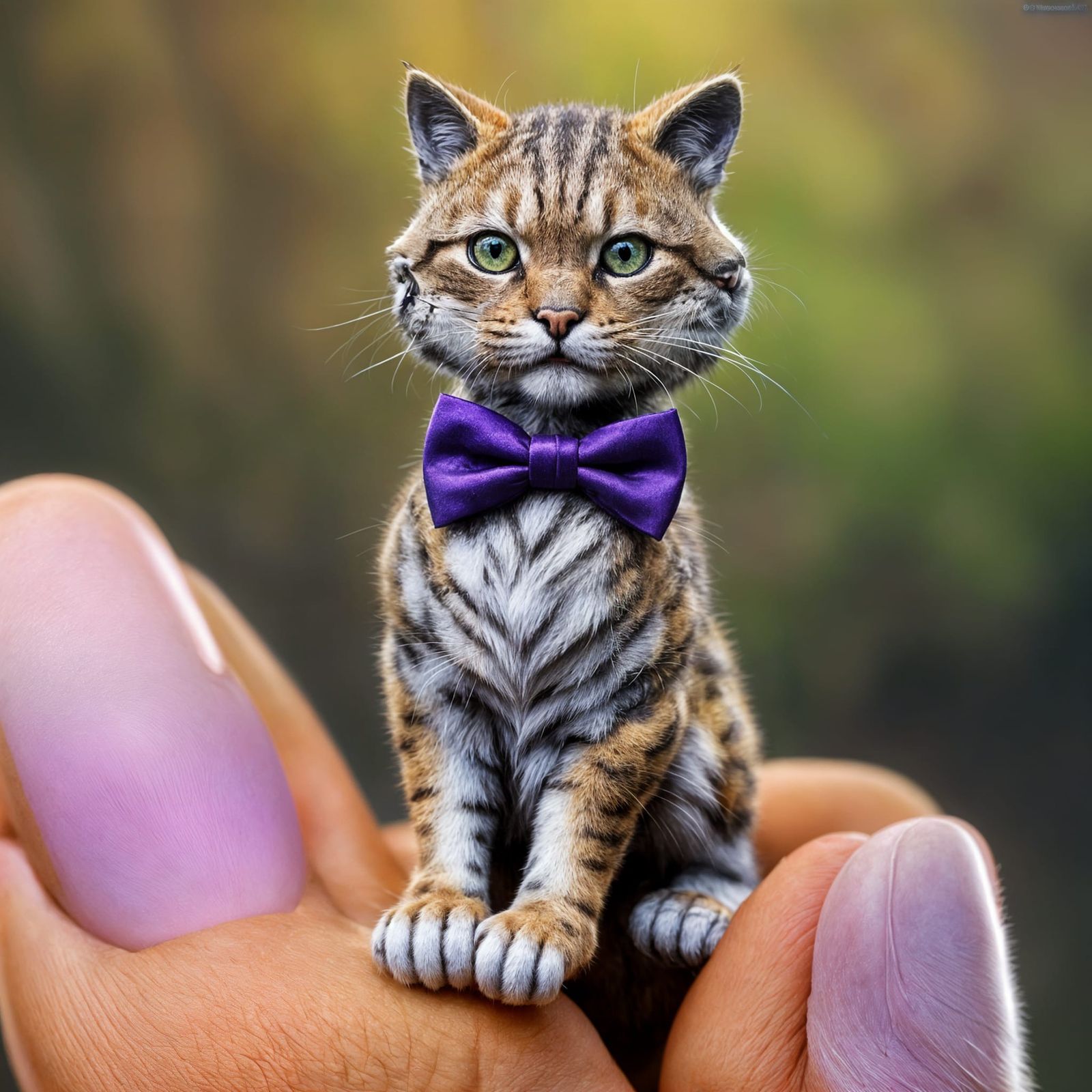 Microscopic Scottish Wildcat on a Thumb