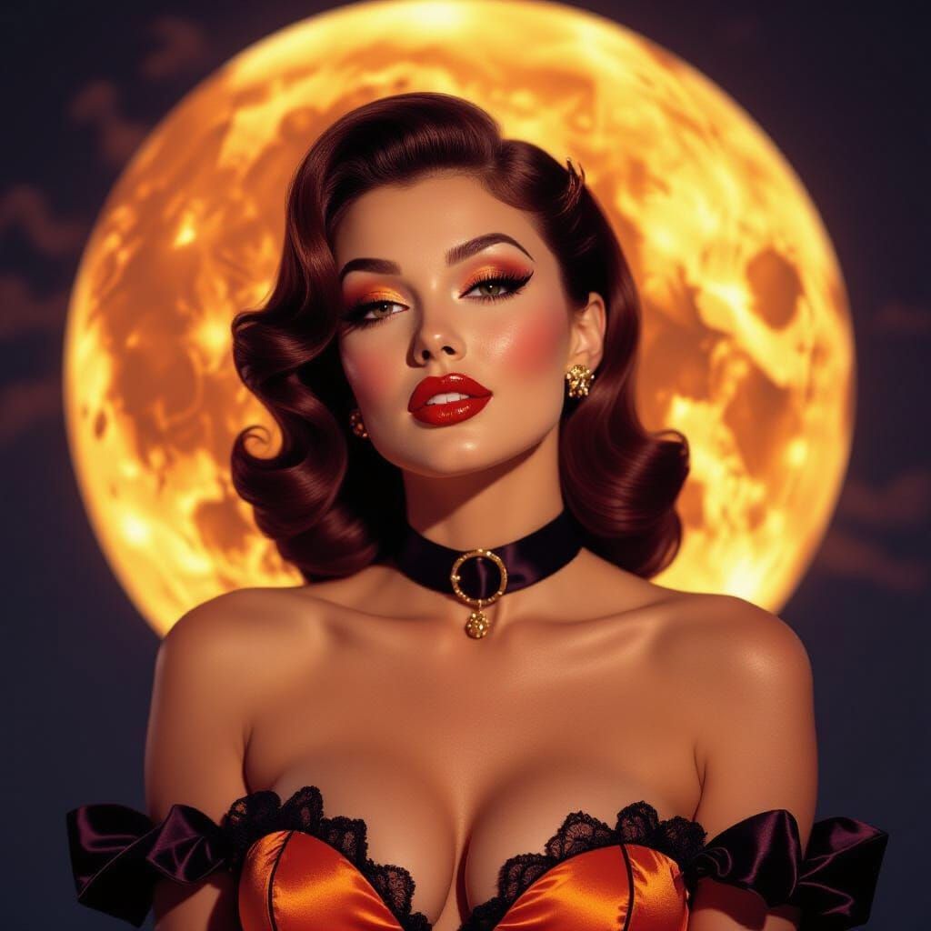 Halloween Pin-Up Girl in 1960s Style