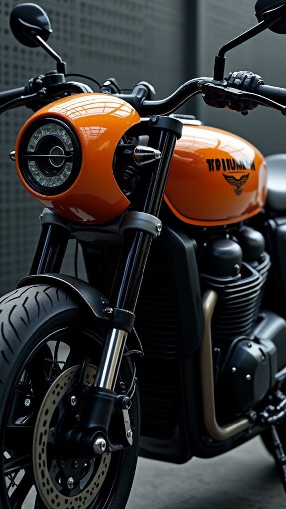 Hyper-Realistic Triumph Trident Motorcycle Close-Up in Indus...