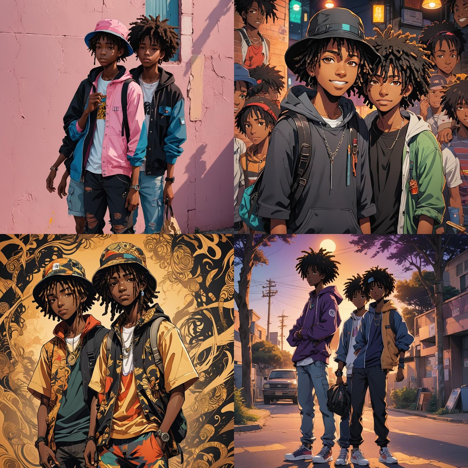 Black Teenagers in Anime Style by Studio Trigger