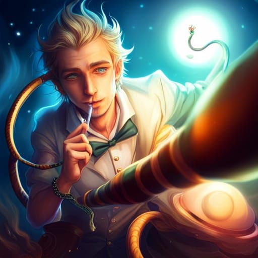 Anime Caterpillar Smoking Hookah in Wonderland