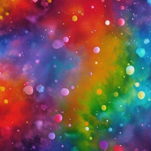 Rainbow Bubbles in Gouache Watercolor Style