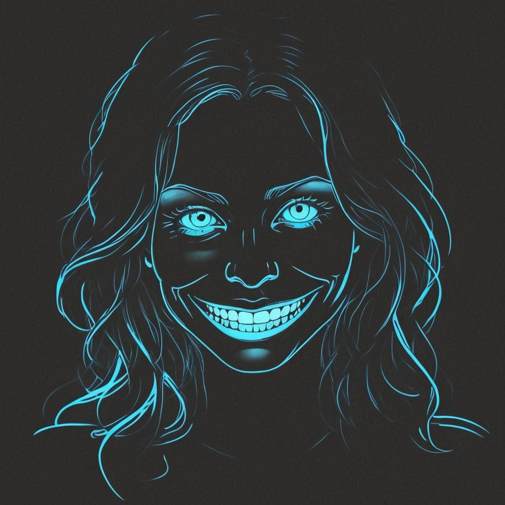 Neon Smile Emerges from Darkness