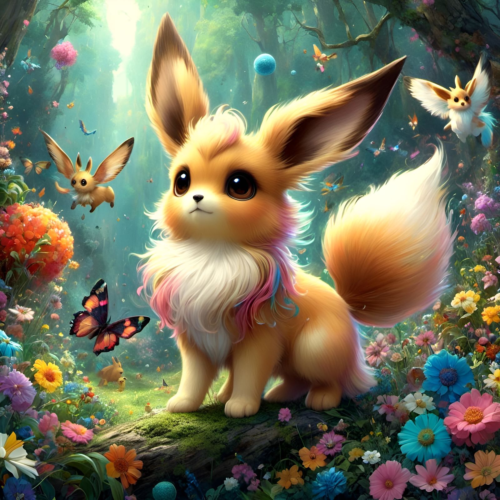 Cute Eevee Pokemon in Digital Art
