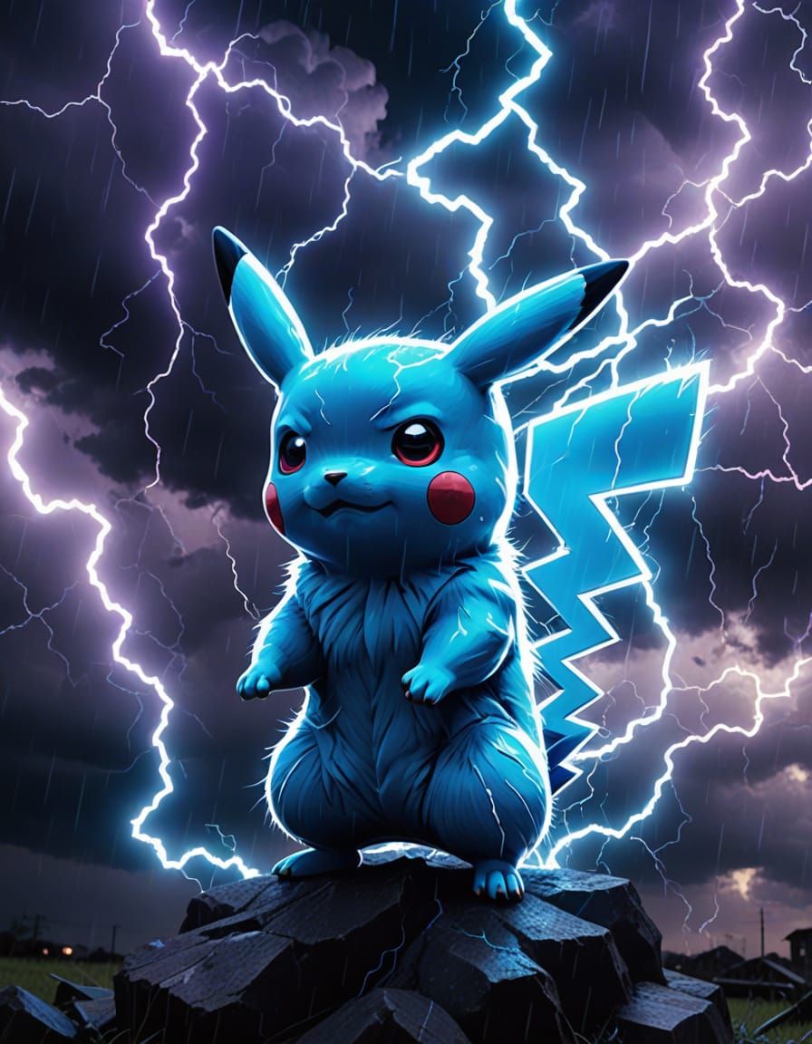 Electric Pikachu in Dark Fantasy Style