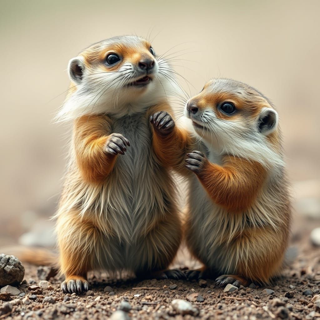 Cute Marmot Dances in Double Exposure