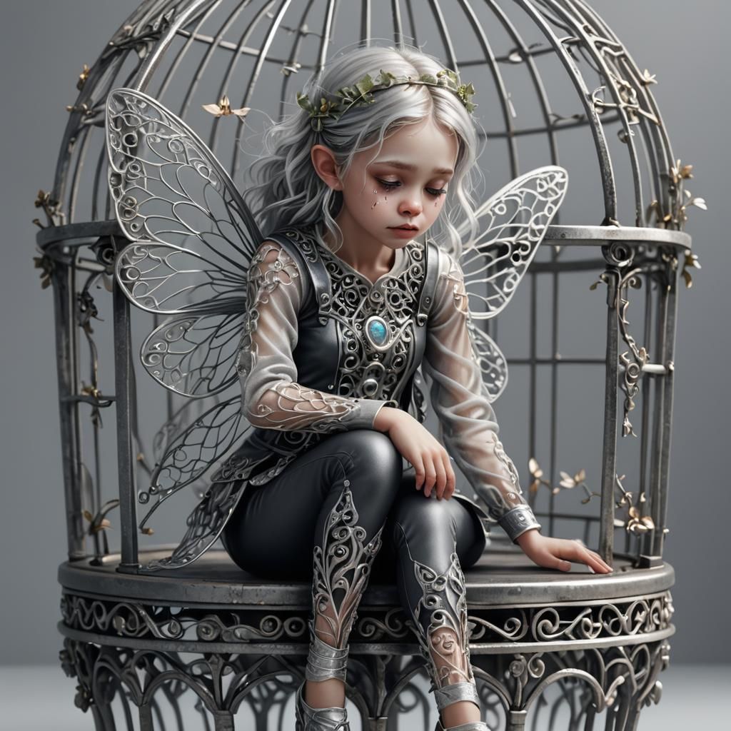 Filigree Fairy's Plight: Caged and Crying