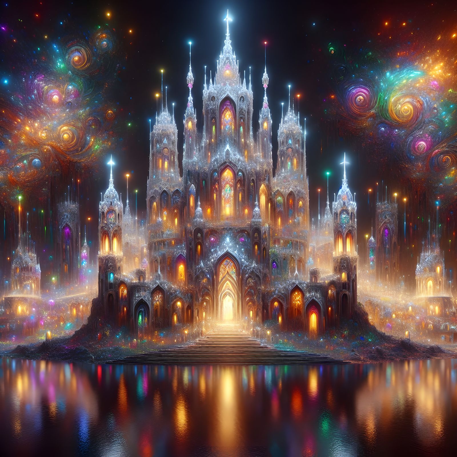 a fantsy castle made of light.  (DC 795)